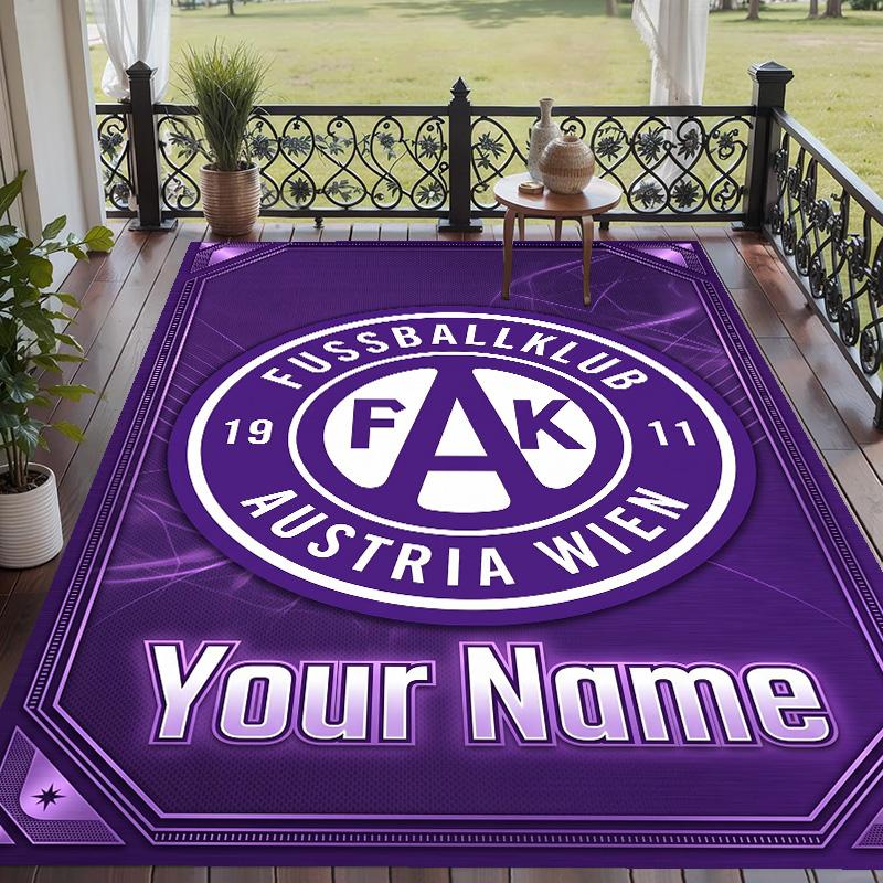 Custom Text Printed Rug Austria Wien FC Non Slip Floor Carpet For Home Room Decor