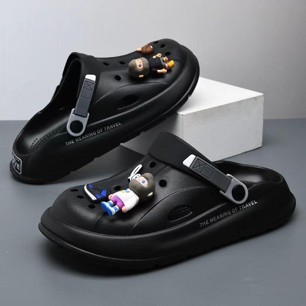 Thick-soled Hole Shoes Men's 2025 New Non-slip Thick-soled Light and Breathable Beach Bag Head Cool Slippers