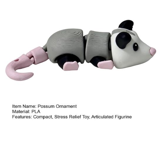 Articulated Possum Fidget Toy, 3D Printed Possum Figurine with Movable Joints, Cute Opossum Stress Relief Toy, Gift for Kids And Adults