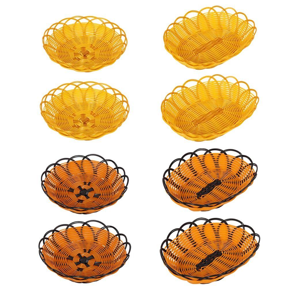 Plastic Food Plate Woven Fruit Tray New Bread Basket Breakfast Cake Snack