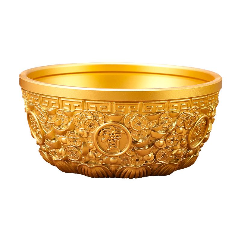 Goldener Messing-Schatztopf Ornament für Zuhause oder Büro - Reichtum und Kreativität anziehen