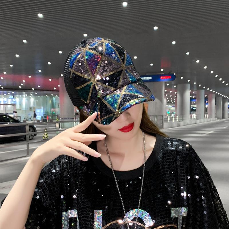 Casquette de baseball à paillettes strass pour enfants printemps et été visière pare-soleil polyvalente casquette en filet casquette tendance