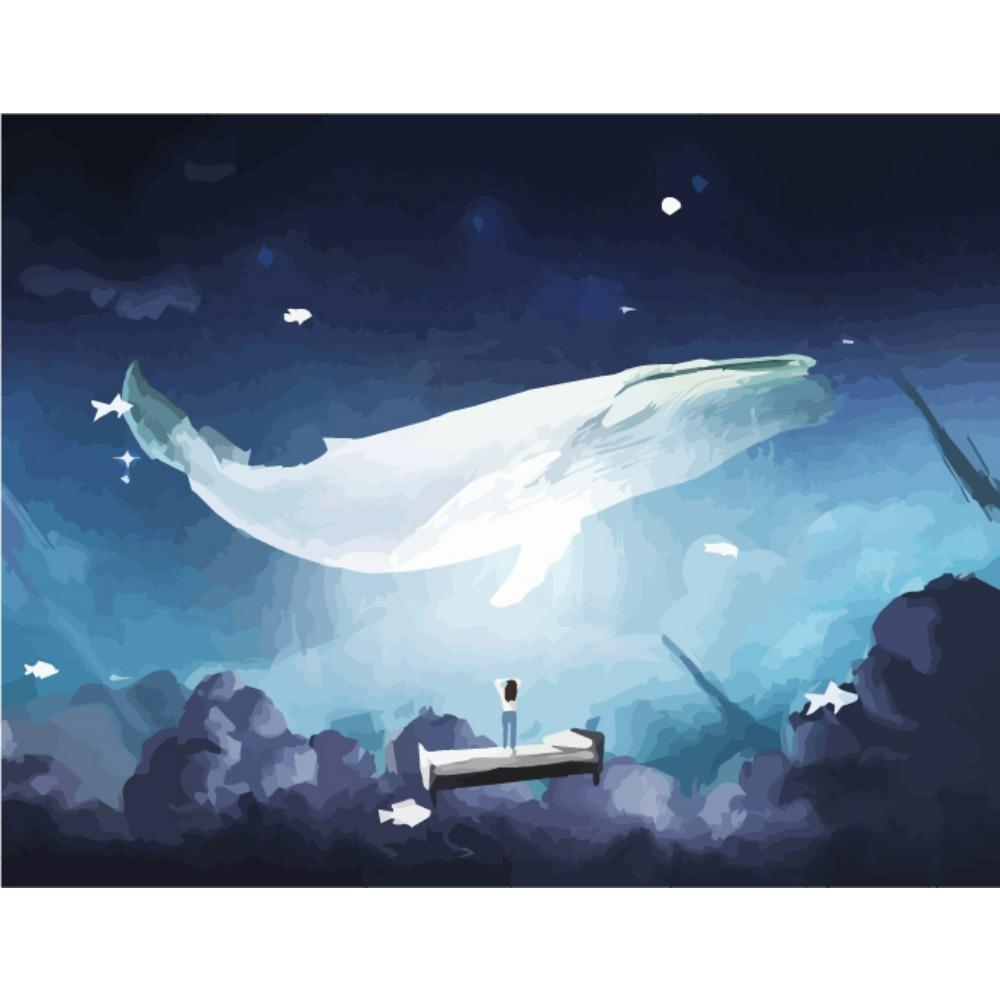 40x50 cm paveikslas pagal skaičių Fantazijos žvaigždžių pasaulis Piešimas ant drobės Rankomis tapytas menas Dovanų namų dekoras „Pasidaryk pats“ banginių, gyvūnų mergaičių paveikslėlių rinkiniai