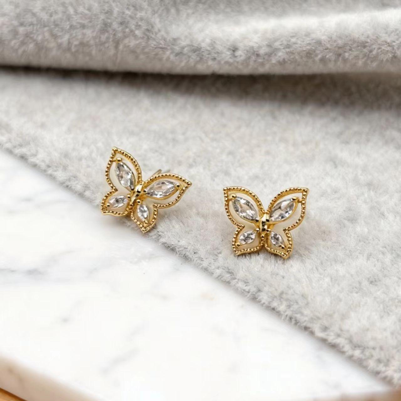 925 Silver Butterfly Stud Earrings: Elegant, High-End Design for Fashionable Women