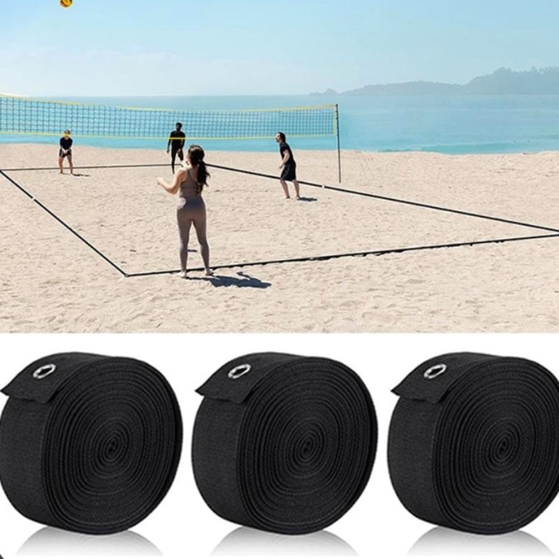 Outdoor Volleyball Boundaries Line with Ground Nails Volleyball Courts Webbing Marker for Sand Outdoor Grass Backyard