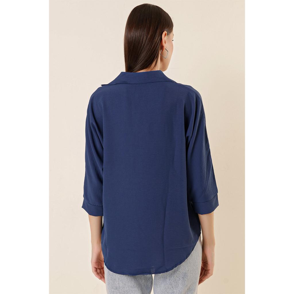 Polo Neck Three Quarter Sleeve Ayrobin Blouse