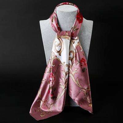 Spring/Summer New Women'S Silk Scarf 90 * 90cm Simulated Silk Twill Square Scarf Fashion Printed Large Square Scarf Professional Scarf