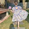 Girls Korean Floral Puff Sleeve Backless Princess Dress Summer Fashionable Children Clothing