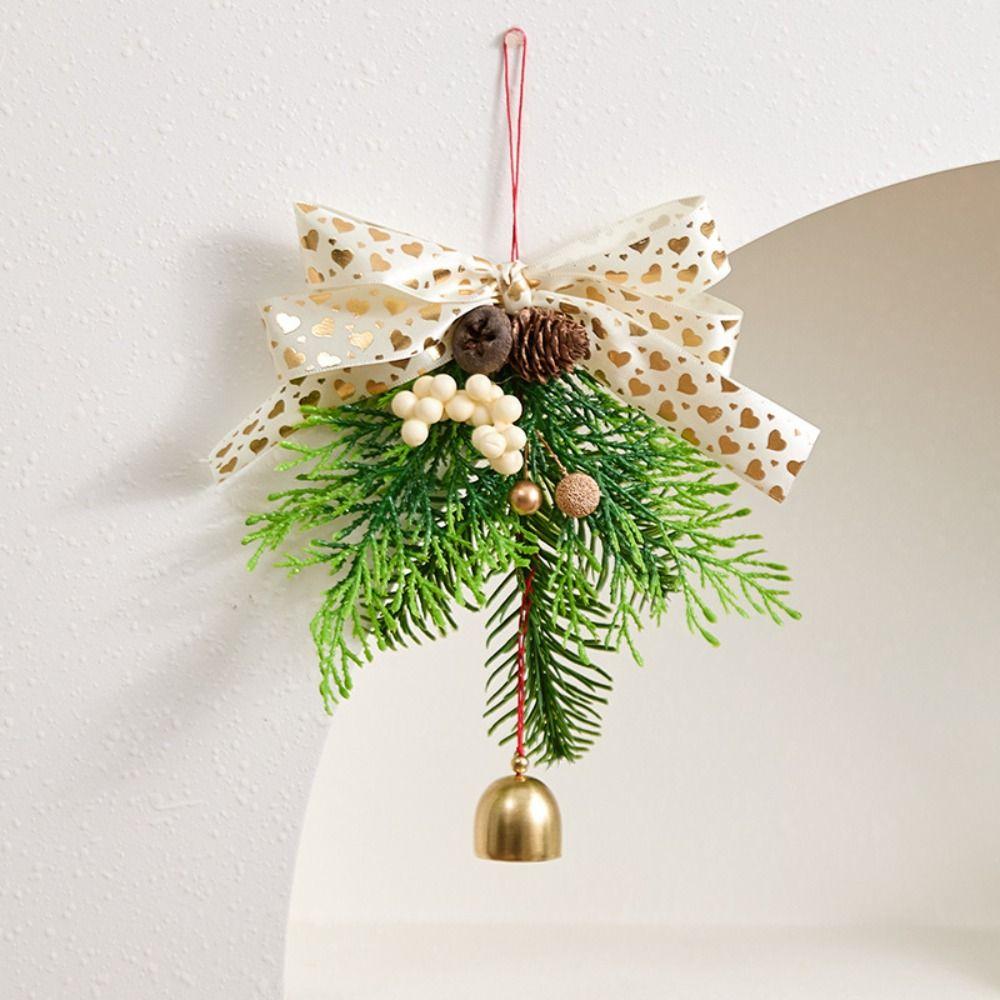 Kreativer Weihnachtsglockenanhänger 3D Knackiger Klang Weihnachtsbaumanhänger Samtschleife Künstliche Kiefer Weihnachts-Hängedekorationen