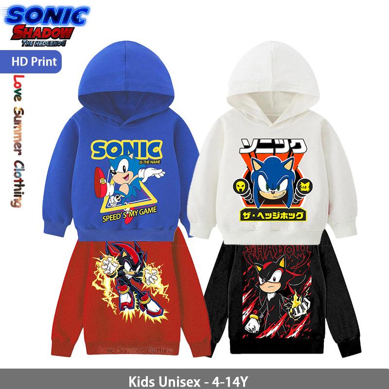 Sudadera con capucha para niños de 4 a 14 años Estampado HD de Sonic Sudadera fina para niños Sudadera con capucha de manga larga para otoño Ropa casual sencilla para niñas Poliéster