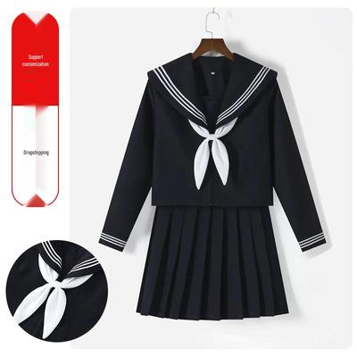 Authentic Navy & White Japanese JK Uniform Sailor Suit with Pleated Skirt