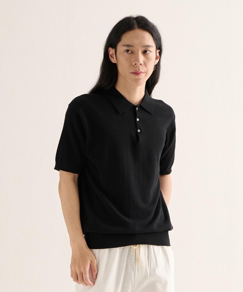 ANALOG MOOD Linen Cooling Polo Shirt (Black)