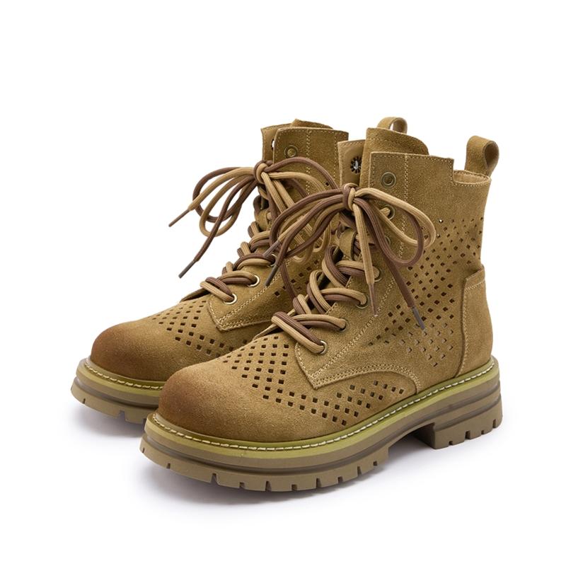 

Fashion AIYUQI 2025 new women s sandals Summer hollow female boots Vintage hole women short boots 43 коричневый