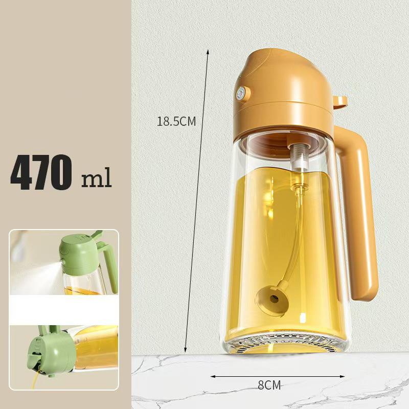 

470ml Glass Olive Oil Sprayer for Cooking – 2 in 1 Olive Oil Dispenser Bottle for Kitchen Gadgets and Air Fryer Accessories жёлтый