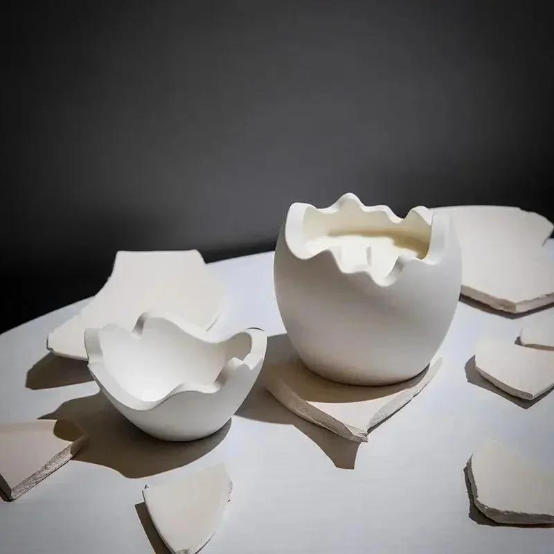 1 Set Egg Shape Candle Jar Silicone Molds Storage Box with Lid Epoxy Resin Mould Egg Candle Cup Decoration Gypsum Dripping Mold