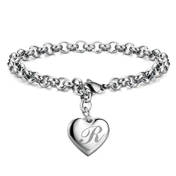 New Copper noble Heart 26 Letteres chain Bracelets for women Fashion Designer party wedding Jewelry gifts