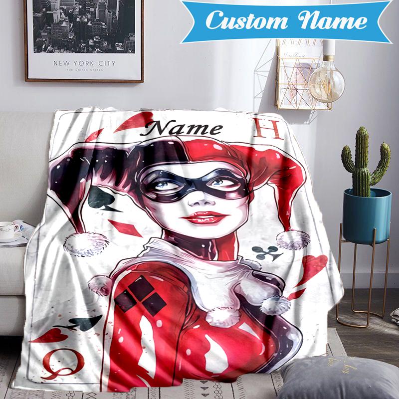 Custom Name Harley Card Blanket Lightweight Ideal Bedding Blanket Perfect for Travel, Camping, Living Rooms, Sofas, Christmas gift