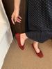 French flat-bottomed red bow grandma shoes women's 2025 hot-selling spring and autumn one-pedal gentle single shoes