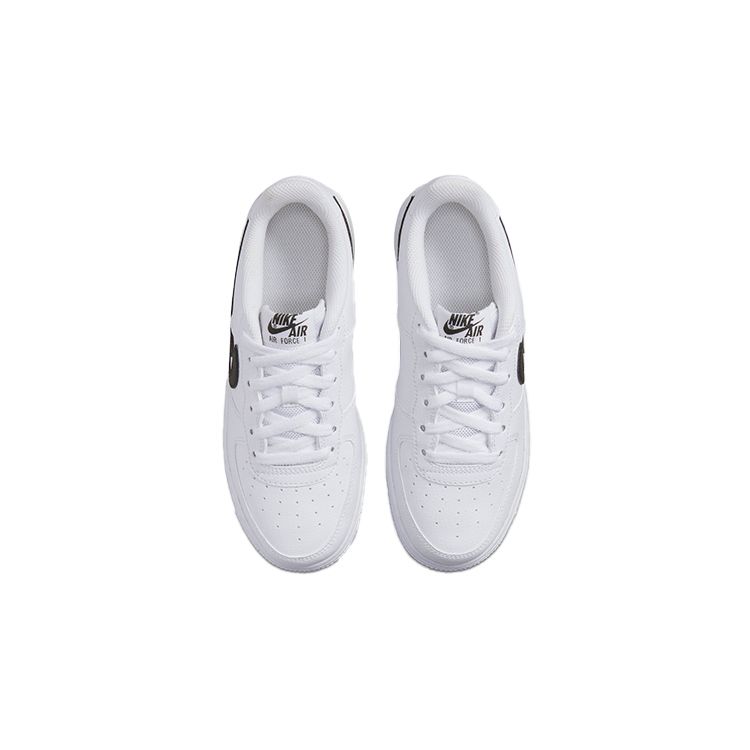 Nike Air Force 1 07 GS Cut Out Swoosh - White Black Kids Sneakers DR7889-100