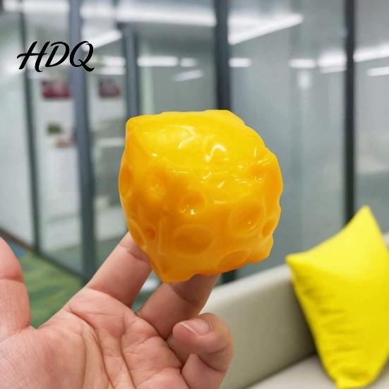 Stress Relief Gadget Giant Cheese Squeeze Toy Anxiety Cube Sensory Relaxation Ball Soft Stretchy Block Pinch Home Office Tool TPR