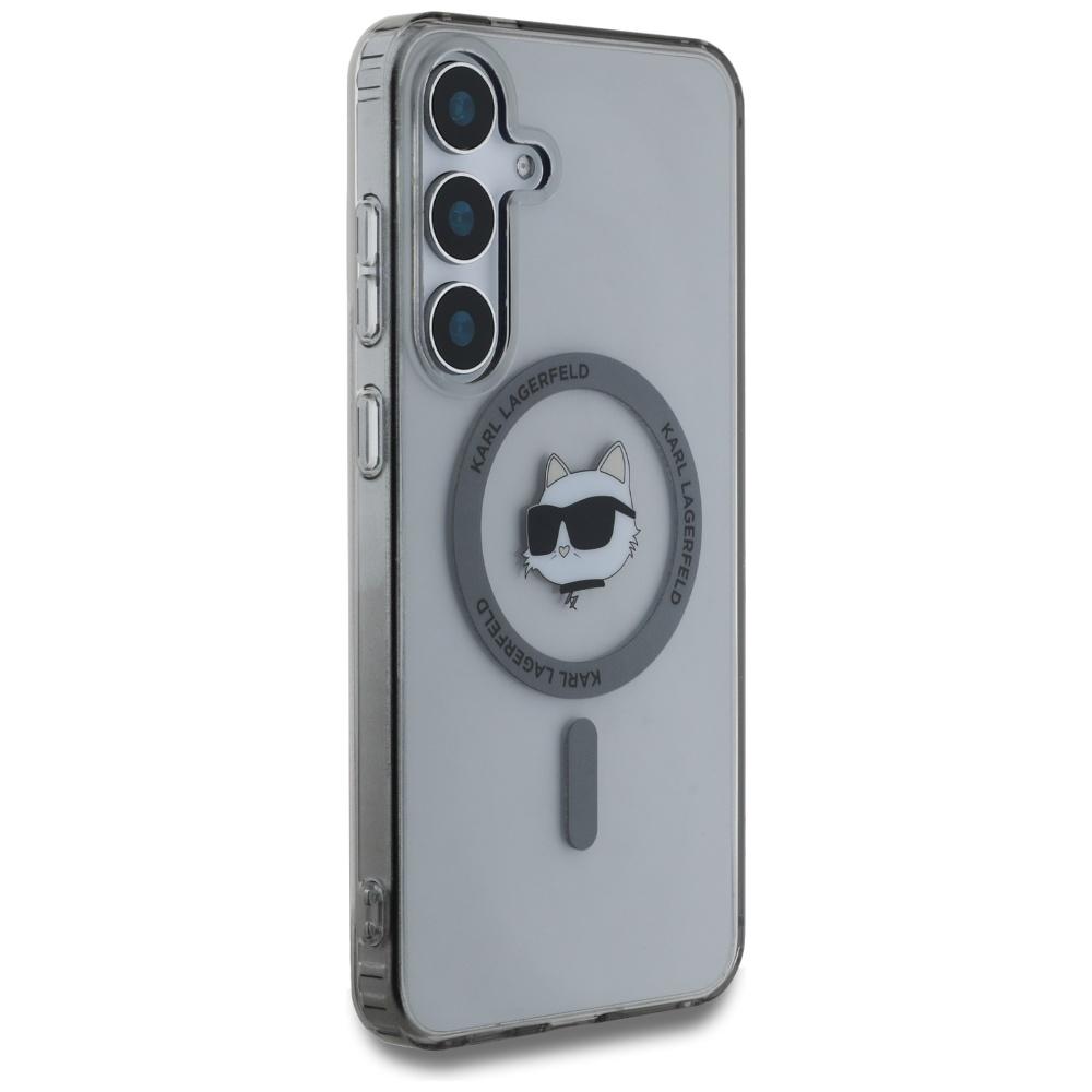 Karl Lagerfeld Button Choupette Case     Head Printed Logo Magsafe For Samsung Galaxy S25 Black