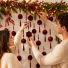 Flocked Christmas Ball Ornaments with Long Tassels Christmas Tree Ornaments Balls New Year Gift Home Party Decoration Supplies