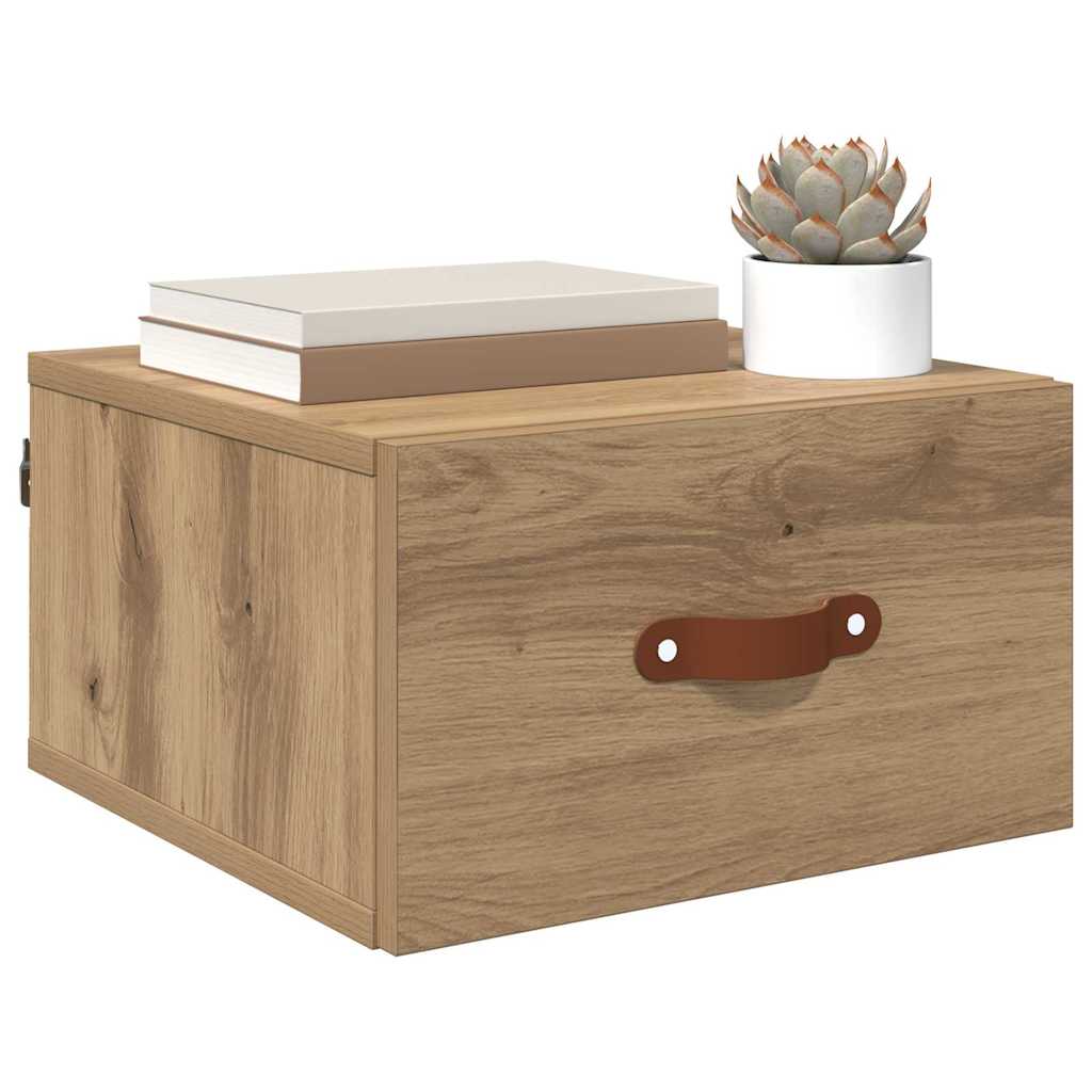 Wall Mounted Nightstand Artisan Oak 35 X 35 X 20 Cm