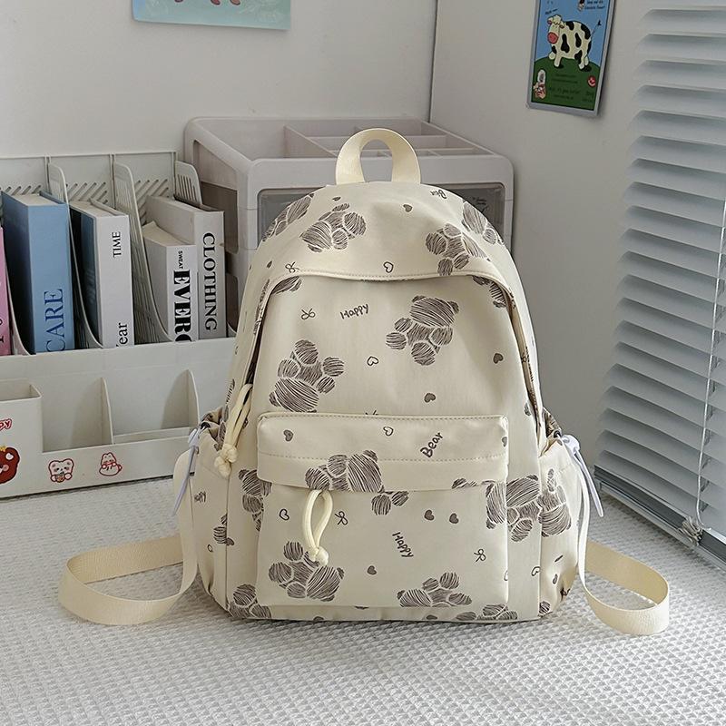 Women's Bear Printed Backpack Student's Lightweight Schoolbag
