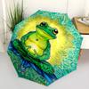 1pc Frog Lotus Flower Fashionable Automatic Opening/Closing Folding Umbrella with 8 Iron Bones, Plastic Handle yy251015059