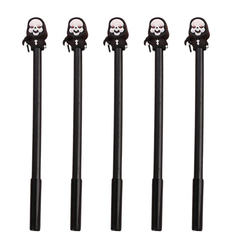 5Pcs Halloween Cartoon Gel Pen, 0.5MM Needle Tip, Quick Drying, Write Smoothly for Student Adult Noting Journaling