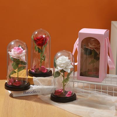 Birthday Gift Eternal Flower Glass Cover Gift Rose Glass Cover Ornament Flower Night Light Spot