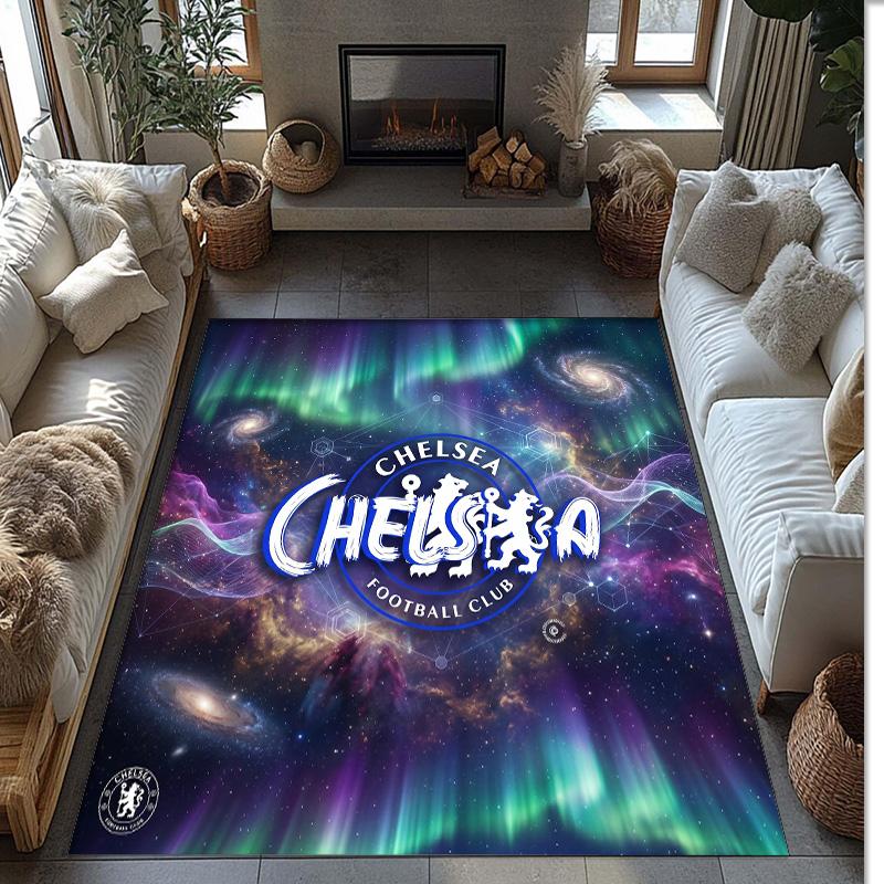 Chelsea FC Printed Flannel Area Rug Non Slip Soft Polyester Floor Carpet Indoor Decor Mat for Bedroom Living Room Sofa Game Room Home Decoration