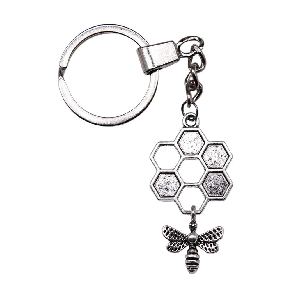Butterfly Bird Nature Harmony Pendant Antique Bronze Metal Keychain with 30mm Ring for Girls Trendy Gift