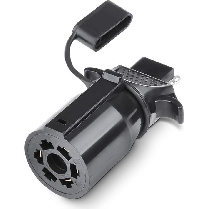 AutoSonic 7 Pin Blade To 4 Pin Flat Trailer Adapter | Female Trailer Connector Plug | 7 Way To 4 Way Converter | Flat Connection | Weatherproof 7 Way to 4 Way Trailer Ad