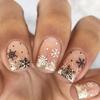 24 Pcs Short Square False Nail Christmas Press On Nail Glittering Artificial Nail Snowflake Full Cover Stick On Nail