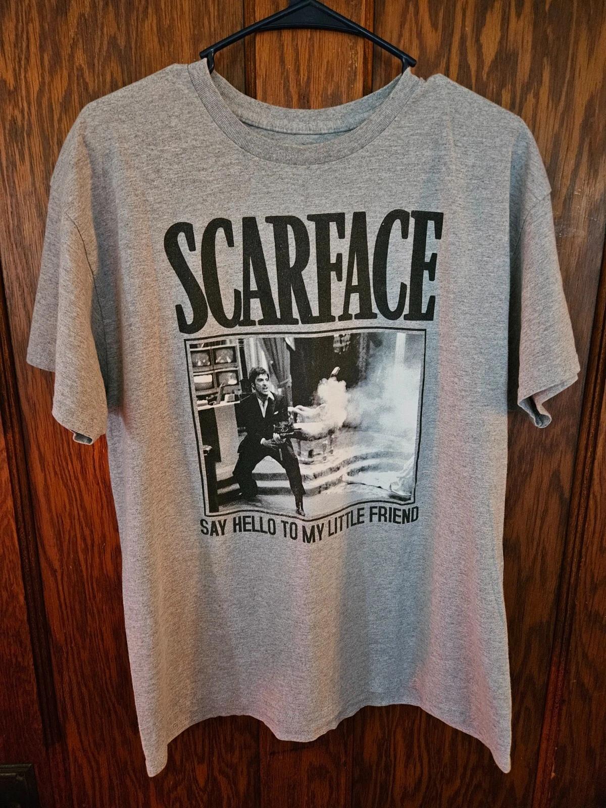 SCARFACE Grey Photo Film Movie Quote Adult Men s T-Shirt Size Large 2XL