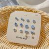2024 New Blue Tone Silver Stud Earrings for Women