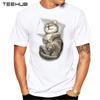 TEEHUB Cat Sleeping In My Pocket Men T-Shirt Hipster Sleeping Cat Printed Tops Short Sleeve Te
