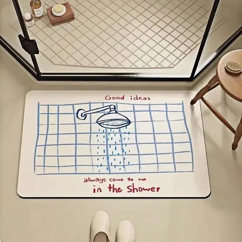 Silicone Diatom Mud Absorbent Bathroom Mat With Non Slip Texture For Shower And Toilet Entrance