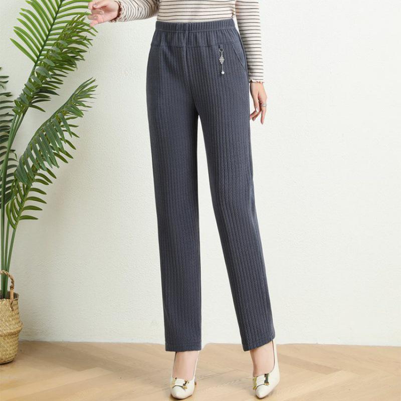 

Стильные брюки прямого кроя больших размеров для женщин среднего и пожилого возраста - Теплая, модная осенне-зимняя одежда 8XL серый