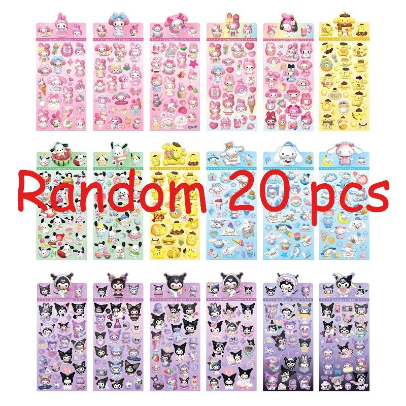 New 1/20pcs Black Rice Laser Stickers - Anime Cartoon Style, DIY Creative Stickers, Suitable for Stationery and Home Decoration