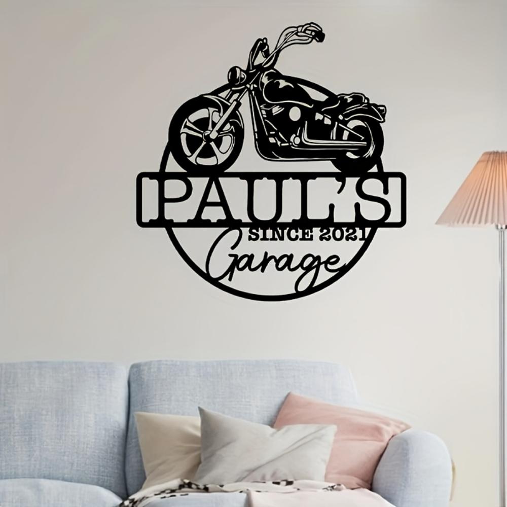 Retro Motorcycle Metal Wall Sign Personalized Garage Decor Art