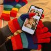 Touchscreen Winter Gloves Rainbow Color Knit Warm Gloves Touch Screen Phone Compatible for Outdoor Sports Running Hiking Skiing
