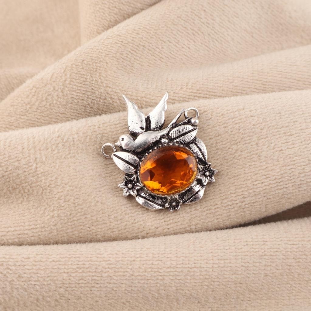 Natural Citrine Gemstone 925 Sterling Silver Pretty Pendant 0.5" Silver Jewelry For Mother's Day Gift CP-43-5