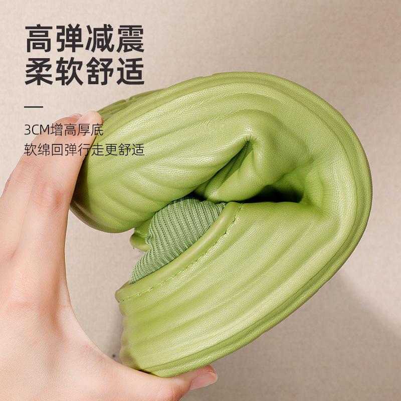 Indoor Thick Soled Anti Slip Waterproof Velvet Warm Cotton Slippers In Autumn And Winter