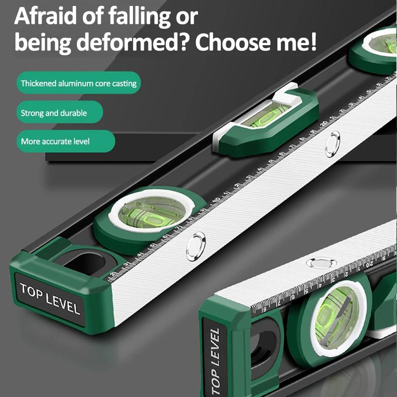 300mm/400mm/500mm Căutător de Unghi Portabil Raportor Inclinometru Riglă cu Nivel cu 3 Bule Nivel cu Bule Magnetic din Aluminiu Turnat Solid