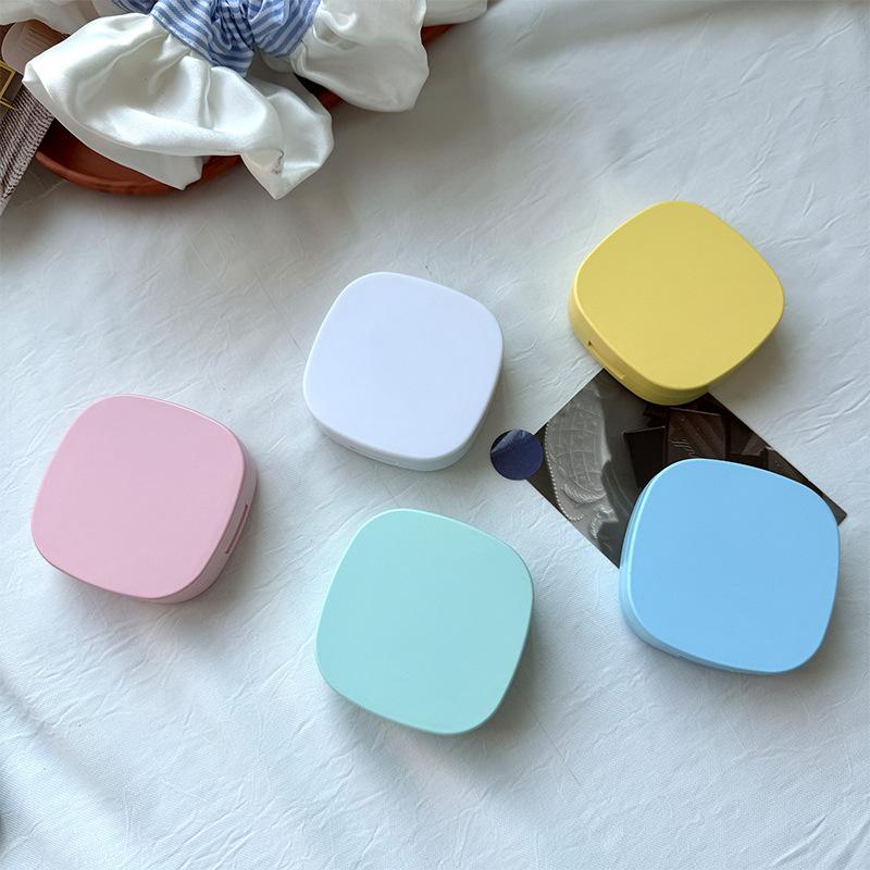 Mini Solid Color Contact Lens Case Contact Lens Container Girls Travel Holder Storage Eye Container with Mirror