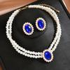 3PC Women's Fashion Imitation Zircon Necklace Earrings Zircon Set Suitable for Wedding, Party, Festival Gifts