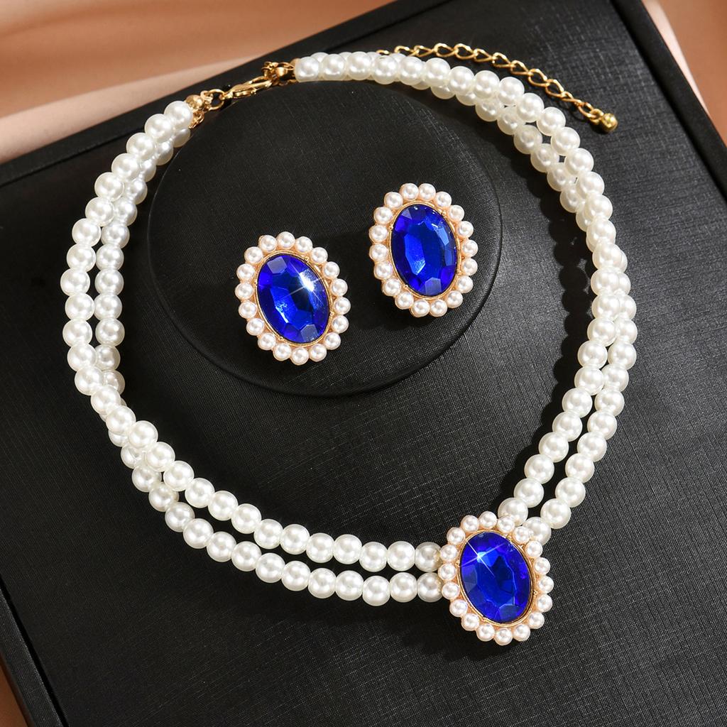 3PC Women's Fashion Imitation Zircon Necklace Earrings Zircon Set Suitable for Wedding, Party, Festival Gifts