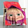 Masha Bear Customize Your Name Blanket Lightweight Personalized Blanket Durable Comfort for Bed Home Decor Office Nap Four Seasons Multipurpose